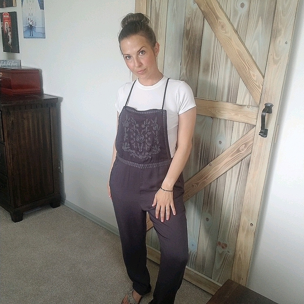 COPY - Mittoshop Embroidered Front Twill Tapered Overalls